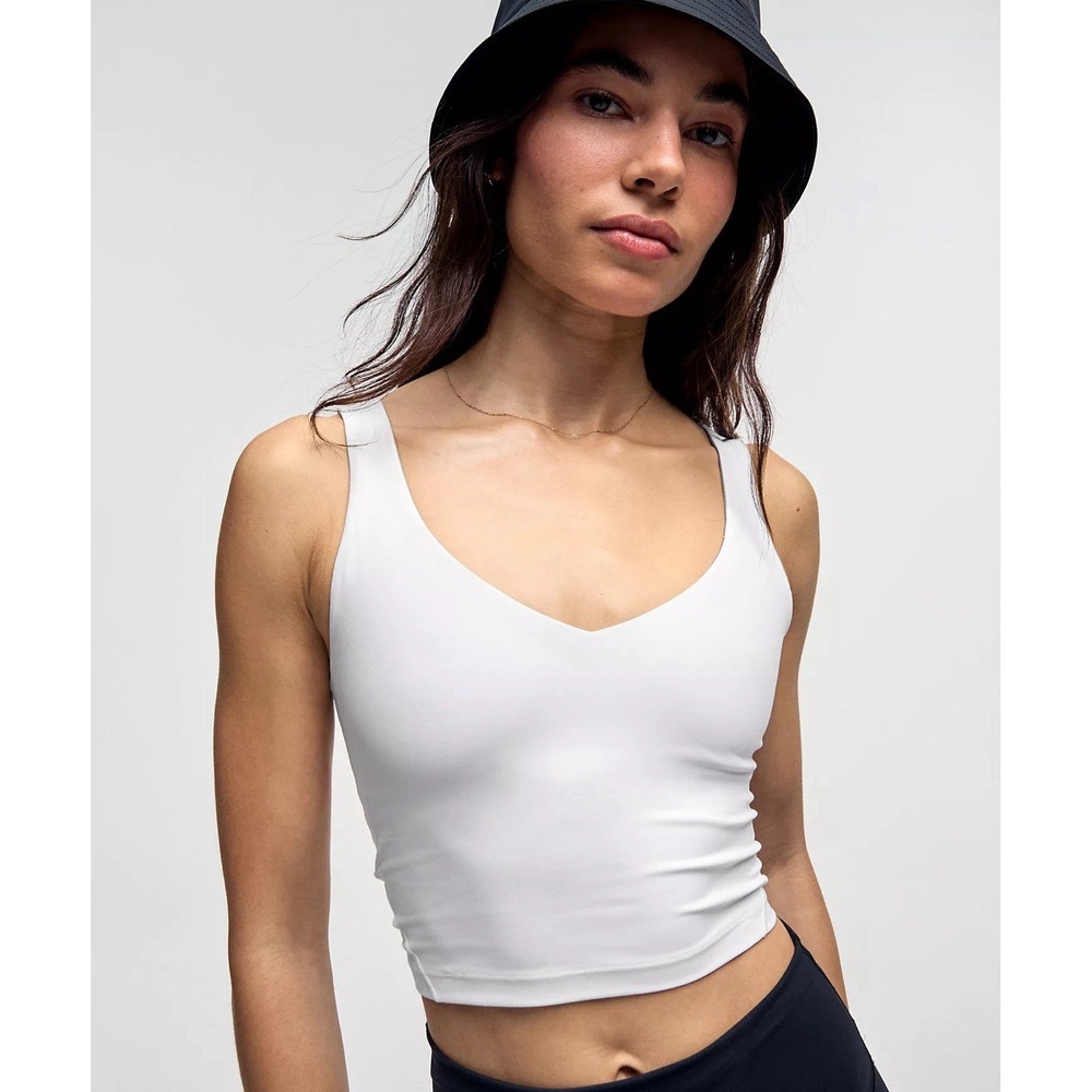 Lululemon Align Tank Size 6 White Nulu Cropped Built In Bra Yoga LW1CW8S